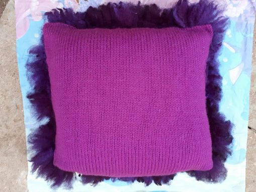 Back Purple Dyed Cheviot Sheep Fleece Cushion Cover