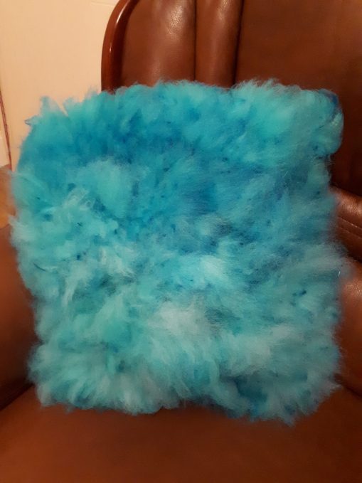 Turquoise Cheviot Sheep Fleece Cushion Cover