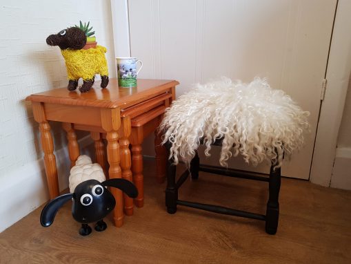 Wensleydale sheep fleece stool