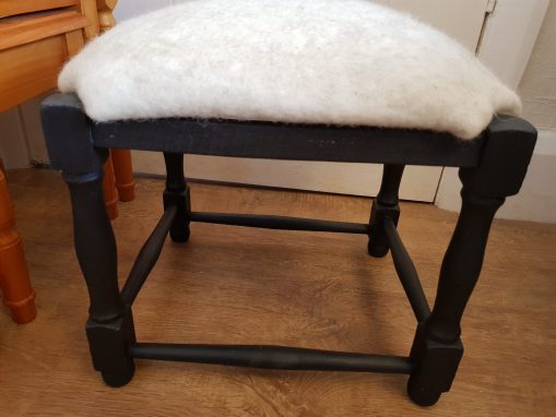 Wensleydale sheep fleece stool