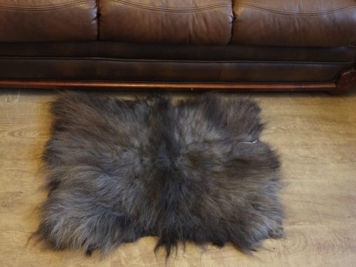 Grey shaggy Hebridean fleece rug