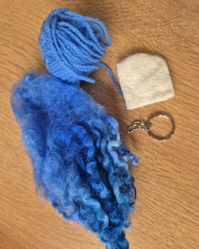 Blue locks with cream felt