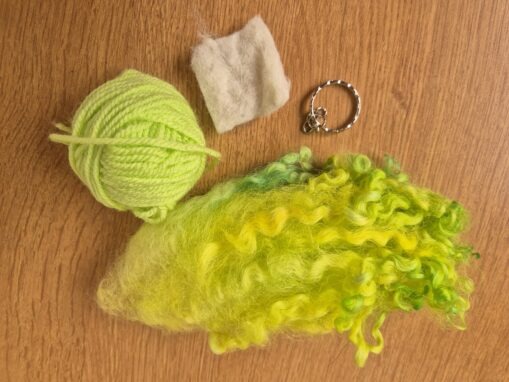 lime green sheep keyring